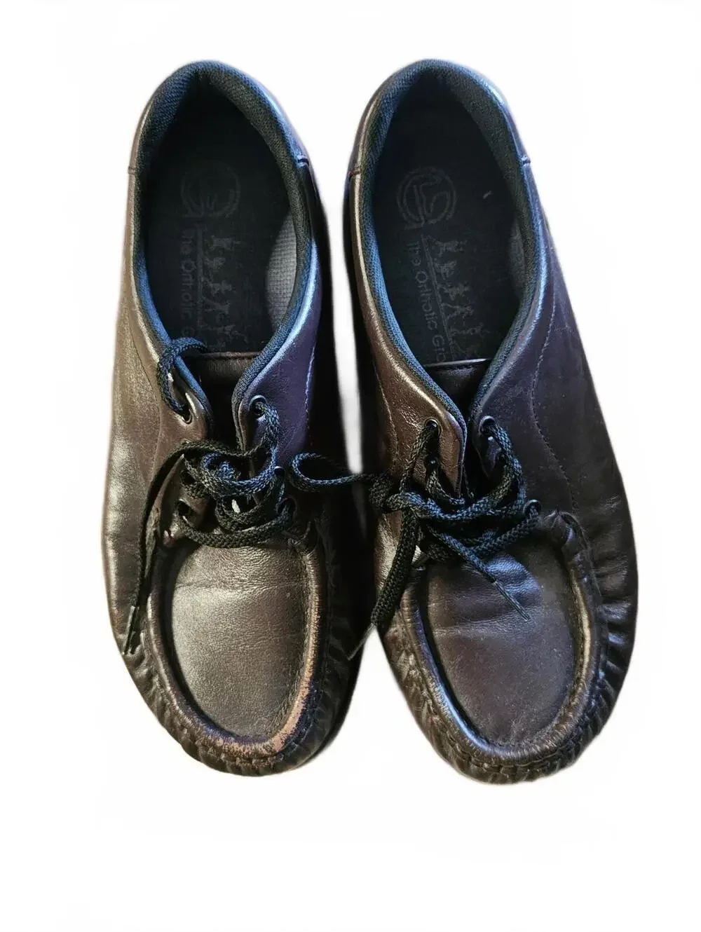 Black Leather Lace-Up Moccasin Comfort Shoes